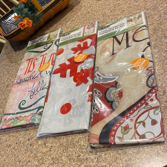 Lang Other - 3 NIP Lang Christmas Holiday Garden Flags Premium 28” x 40” Noel Merry & Bright